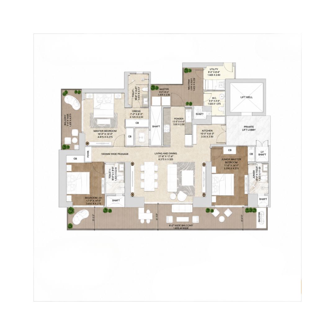 Signature Global Twin Tower DXP 3 BHK floor plan