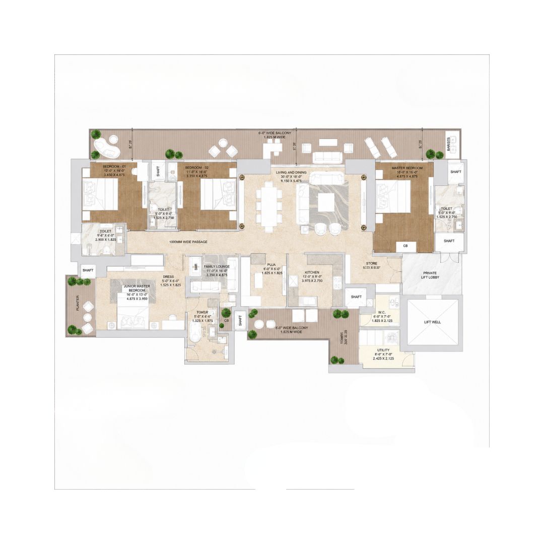 Signature Global Twin Tower DXP 4.5 BHK floor plan