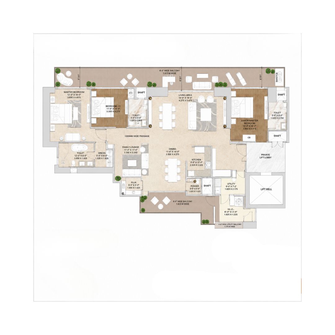 Signature Global Twin Tower DXP 3.5 BHK floor plan